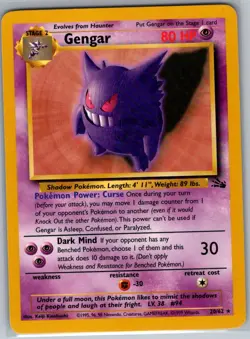 Gengar 20/62 Non Holo Fossil - Pokemon Card - NM - Image 1