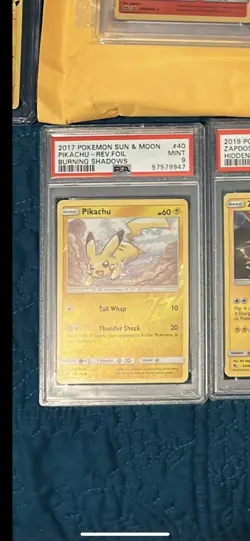 2017 Pokemon Sun & Moon Pikachu-Rev Foil Burning Shadows Mint 9 Psa - Image 1
