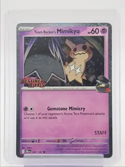 TEAM ROCKET'S MIMIKYU 2025 POKEMON DESTINED RIVALS STAMP HOLO 087/182 Q4834 - Image 1