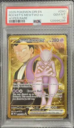 Team Rocket’s Mewtwo Ex #240/182 - 2025 Pokemon SV: Destined Rivals - PSA 10 - Image 1
