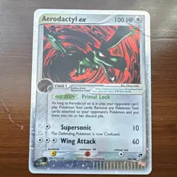 Pokemon TCG Aerodactyl ex EX Sandstorm Holo Ultra Rare 94/100 2003 - Damaged - Image 1