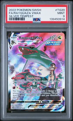 2022 POKEMON SWORD & SHIELD SILVER TEMPEST #TG20 FULL ART/RAYQUAZA VMAX PSA 9 - Image 1