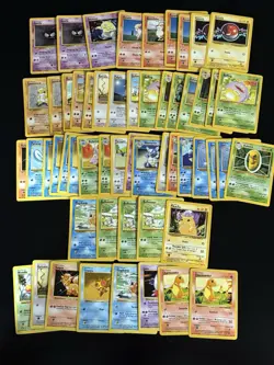Base Set Pokemon Card Lot Mixed Shadowless and Shadowed Cards HP/LP Vintage WOTC - Image 1