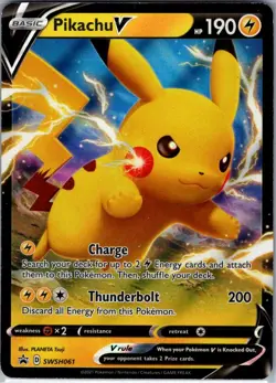 Pikachu V - SWSH061 SWSH: Sword & Shield Promo Cards - Pokemon Card - NM - Image 1