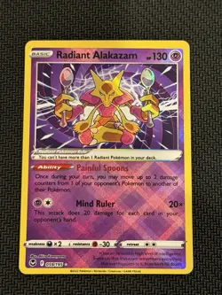 Pokemon Radiant Alakazam 059/195 SWSH12: Silver Tempest Radiant Rare card NM - Image 1