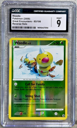 Pokemon Card Weedle Reverse Holo CGC 9 Mint, Great Encounters 93/106, 2008 (1) - Image 1