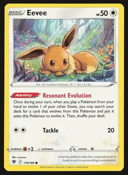 SWSH10: Astral Radiance Eevee #119/189 Common Pokemon Card - Image 1