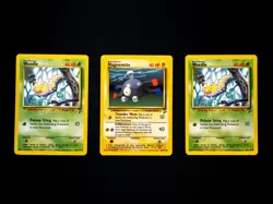 2000 POKEMON TCG - VINTAGE WOTC - BASE SET 2 - 3 CARD LOT - Weedle Magnemite MP - Image 1