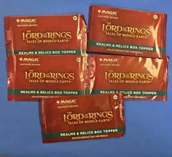 Lot Of 5 MTG Lord Of The Rings Realms & Relics Box Topper Factory Sealed Packs - Image 1