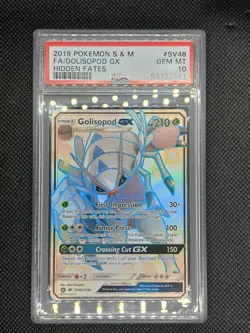 2019 POKEMON SUN & MOON HIDDEN FATES #SV48 FULL ART/GOLISOPOD GX PSA 10 - Image 1