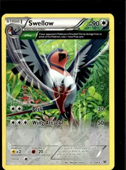 Pokemon Swellow 72/108 Roaring Skies Non Holo Rare - Image 1