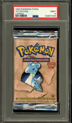 Pokemon 1999 Vintage WOTC 1st Edition Fossil Lapras Sealed Booster Pack PSA 9 - Image 1