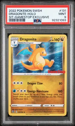2022 POKEMON SWSH #131 DRAGONITE-HOLO SIT-GAMESTOP EXCLUSIVE MINT PSA 9 - Image 1