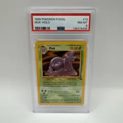 1999 POKEMON FOSSIL #13 MUK-HOLO PSA 8 - Image 1