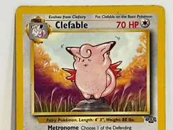 Vintage 1999 Pokemon TCG Jungle CLEFABLE Non-Holo Rare 17/64 HP (Damaged) - Image 2