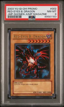 2003 Yu-Gi-Oh! Red-Eyes B. Dragon JMP-002 Shonen Jump Promo PSA 8 - Image 1