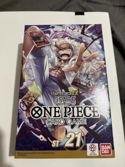 One Piece Starter Deck EX - Gear 5 ST-21 (OPENED) No PROMO HAS Deck And Sleeves. - Image 1