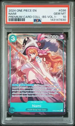 2024 ONE PIECE OP02-036 PREMIUM CARD COLLECTION BEST SELECTION VOL 1 NAMI PSA 10 - Image 1