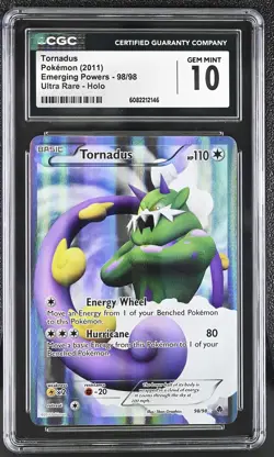CGC 10 GEM MINT Tornadus 2011 Emerging Powers 98/98 Ultra Rare Holo Pokemon Card - Image 1