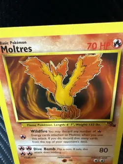 Moltres 27/62 Fossil Non-Holo Rare LP WOTC 1999 Pokemon Card Vintage - Image 2