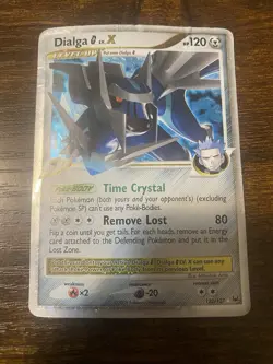 Pokemon TCG Dialga G LV.X Ultra Rare Holo Card 122/127 Platinum HP Damaged - Image 1