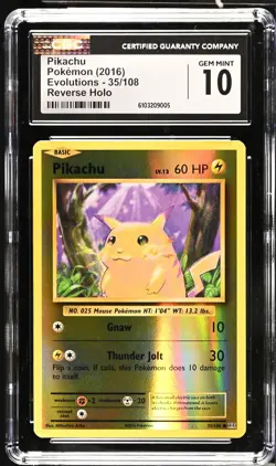 CGC 10 Pikachu 35/108 Reverse Holo XY Evolutions Pokemon Card - Image 1