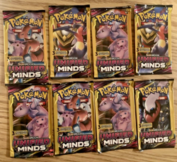 Pokemon Unified Minds 3 Card Booster Packs - Lot of 8 Packs - HEAVY up to 7.93g - Image 1