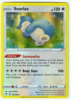 Snorlax Holo Rare SWSH04: Vivid Voltage 131/185 NM Pokemon TCG - Image 1