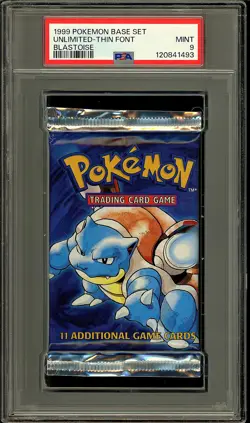 Pokemon 1999 Vintage WOTC Base Set Blastoise Sealed Booster Pack PSA 9 - Image 1