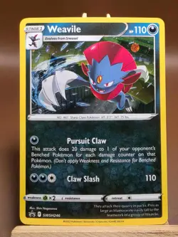 MP Pokemon SWIRL Weavile Black Star Promos SWSH246 Cosmos Holo Rare - Image 1