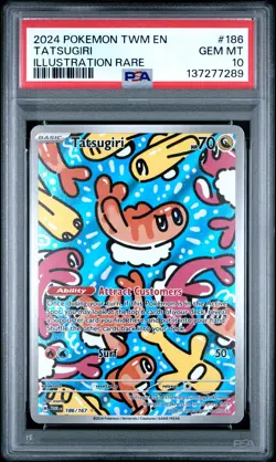 2024 POKEMON TWM EN-TWILIGHT MASQUERADE ILLUSTRATION RARE #186 TATSUGIRI PSA 10 - Image 1