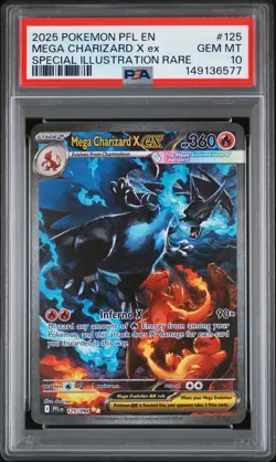 2025 POKEMON PFL EN-PHANTASMAL FLAMES #125 MEGA CHARIZARD X EX PSA 10 - Image 1