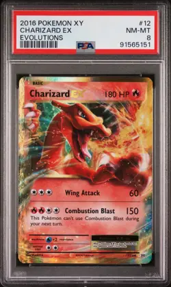 2016 POKEMON XY EVOLUTIONS #12 CHARIZARD EX PSA 8 - Image 1
