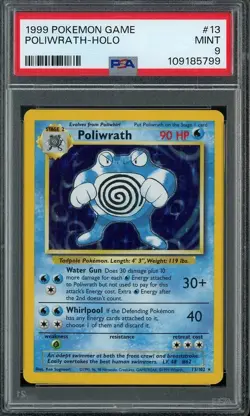 1999 Pokemon Game 13/102 POLIWRATH Holo PSA 9 Mint - Image 1