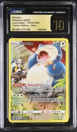 Snorlax *CGC PRISTINE 10* Trainer Gallery Holo *Lost Origin* #TG10 *2022*Pokemon - Image 1