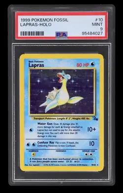 Pokemon TCG Lapras Fossil 10 Holo Unlimited Holo Rare 1999 PSA 9 Mint - Image 1