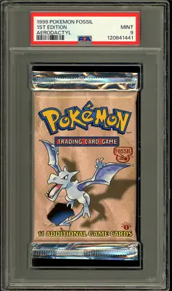 Pokemon 1999 WOTC 1st Edition Fossil Aerodactyl Sealed Booster Pack PSA 9 - Image 1