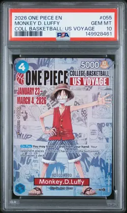 2026 ONE PIECE PROMOS COLLEGE BASKETBALL : US VOYAGE MONKEY D. LUFFY PSA 10 - Image 1
