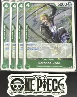 4x One Piece OP13-037 R Roronoa Zoro - ENG - Foil - Playset - TCG - NM/M - Image 1