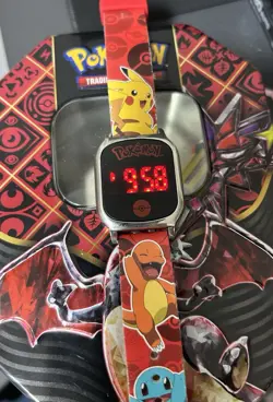 Pokemon Touchscreen LCD Watch Plus Card Tin Case With 30 Cards And Holos - Image 1