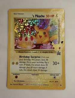 Pokemon ______'s Pikachu 24/53 Wotc Promo Holo 50 HP Basic Card English - Image 1