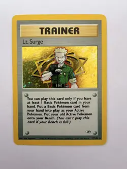 Pokemon Lt. Surge Trainer Gym Heroes 17/132 Holo Rare - Played - Image 1