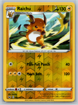 Raichu Pokemon TCG Sword & Shield Reverse Holo Rare 066/202 - Image 1