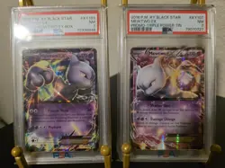 PSA 7 NM 2016 P.M. XY BLACK STAR MEWTWO EX PROMO PAIR #XY183 & #XY107 - Image 1