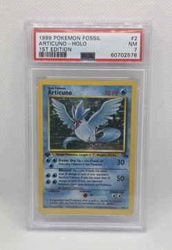 1999 Pokemon Fossil Articuno Holo 1ST EDITION 2/62 PSA 7 NEW CERT 60702578 - Image 1
