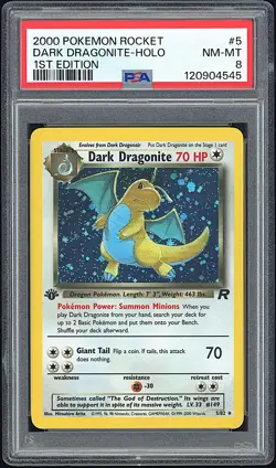 DARK DRAGONITE 2000 Pokemon Team Rocket 1st Edition Holo #5 - PSA 8 -545 - Image 1