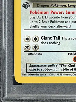 DARK DRAGONITE 2000 Pokemon Team Rocket 1st Edition Holo #5 - PSA 8 -545 - Image 5
