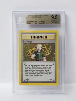 POKEMON GYM HEROES 1ST EDITION LT SURGE TRAINER HOLO BGS 9.5 NICE!!!!! - Image 1