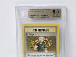POKEMON GYM HEROES 1ST EDITION LT SURGE TRAINER HOLO BGS 9.5 NICE!!!!! - Image 2