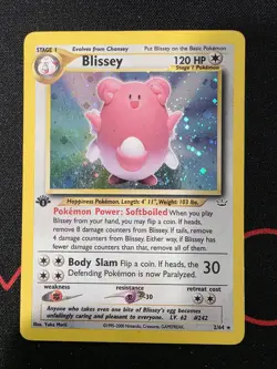 Pokemon TCG: Blissey 2/64 1st Edition Holo Rare Neo Revelation MP - Image 1